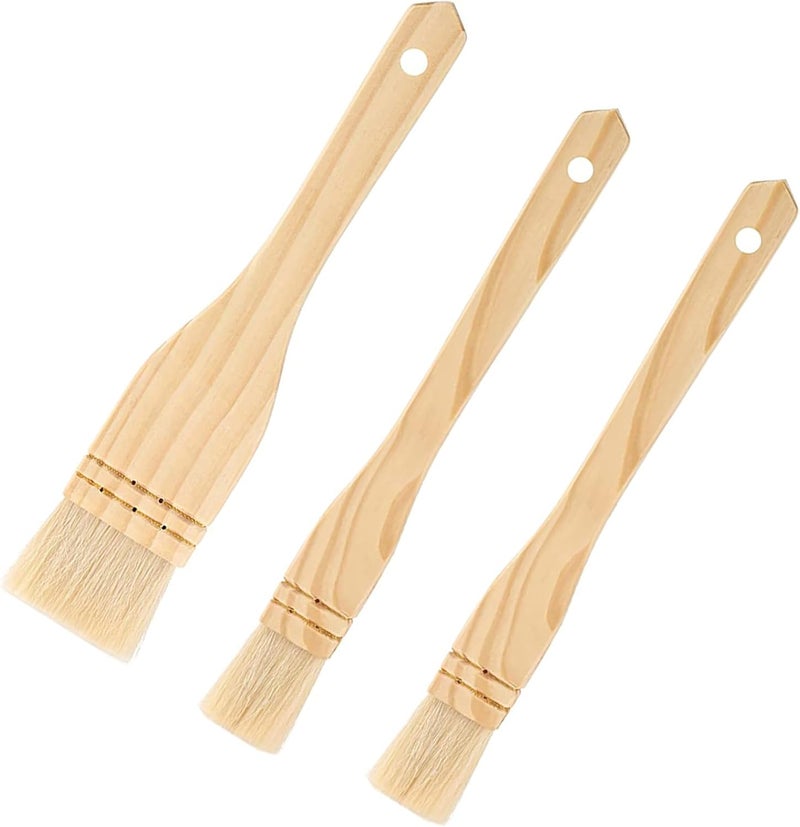 Fortunemee 3PCS Pastry Brushes Basting Oil Brush with Goat Bristles and Hardwood Handles BBQ Cooking Baking Brush for Baking, Grilling, Cooking and Spreading Oil, Butter, BBQ Sauce, or Marinade - Image 1
